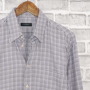 CANALI Sportwear Men's Button up Shirt Purple Black Grid check sz Large